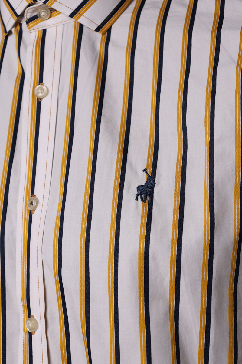 Polo Shirt Nathan Signature Ls Stripe White/Yellow
